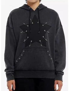 NWTs Social Collison star safety pin hoodie - Size Medium - Picture 1 of 3