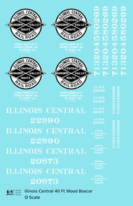 K4 O Scale Decals Illinois Central 40 Ft Wood Boxcar White - Picture 1 of 3