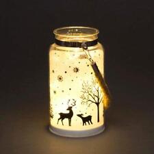 16cm Christmas Table Decoration Xmas LED Lights Lamp Jar Winter Woodland Scene