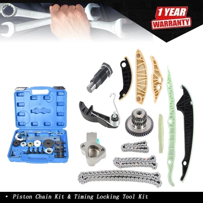 Piston Chain Kit & Timing Locking Tool Kit For AUDI A3 A4 A5 Series VW CC Tiguan - Image 1 of 4