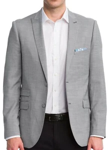 Paisley and Gray LIGHT GREY 2 Button Slim Suit Crosshatch Jacket, US 44 - Picture 1 of 1