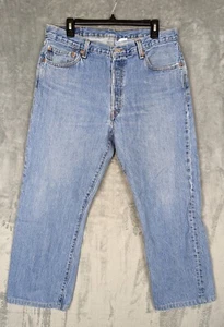 Levis 501 Jeans Light Wash Blue Denim Mens Size 36x29 - Picture 1 of 12