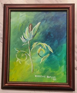 Florida Tannenzapfen Blume Original Gemälde 8"x10" auf Masonit gerahmt & wandfertig - Bild 1 von 4