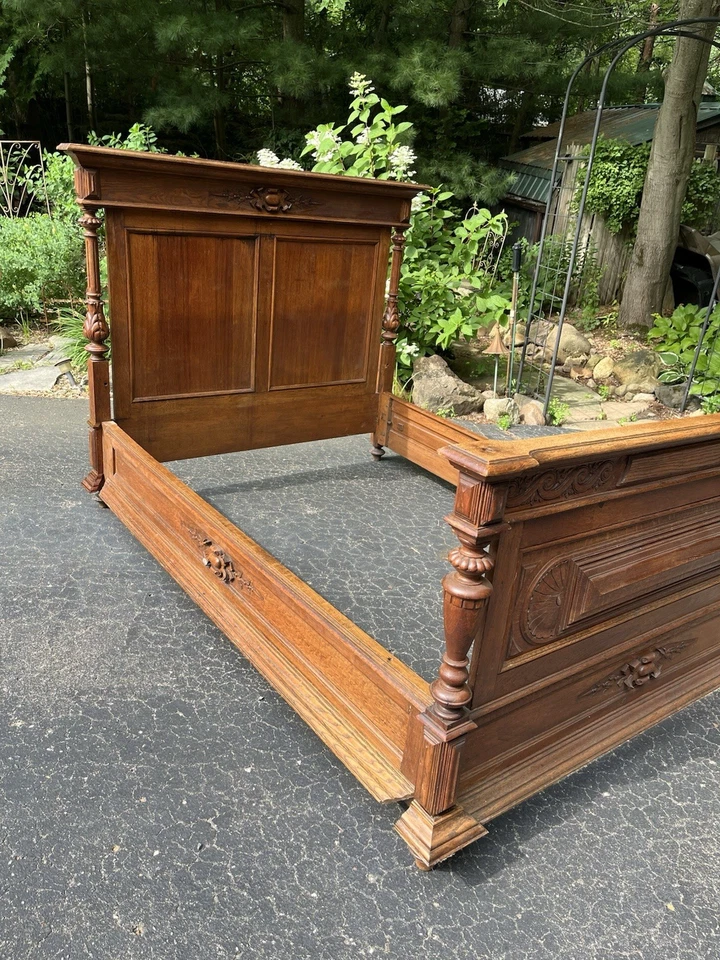 Antique Oak Bed Frame  - Image 1 of 4