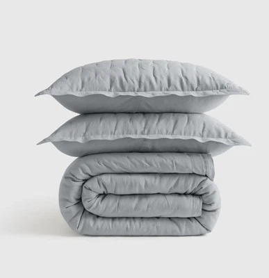 Quince Twin European Linen Dream Quilt Set Sham Mist Blue NWOT Open Box - Image 1 of 4