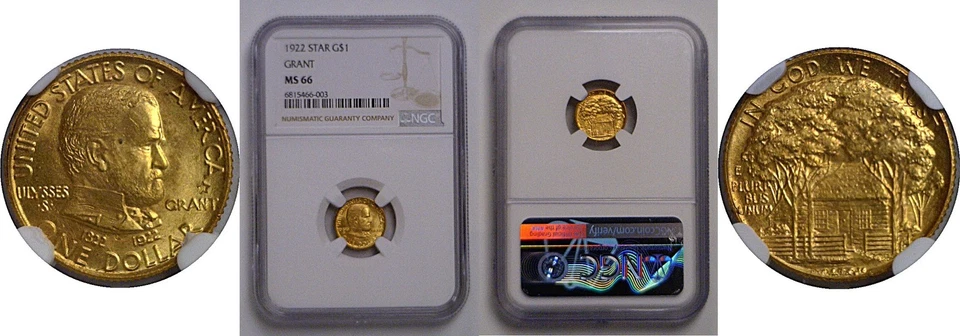 1922 $1 Grant w/star Gold Commemorative  NGC MS-66 - Image 1 of 3