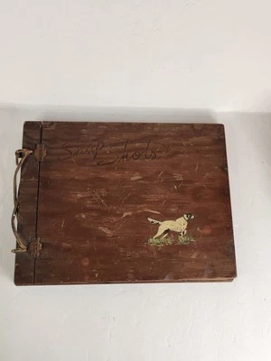 Vintage Photo Album 40’s Snap Shots Wooden Photo Album Painted Pointer Dog  - Image 1 of 4