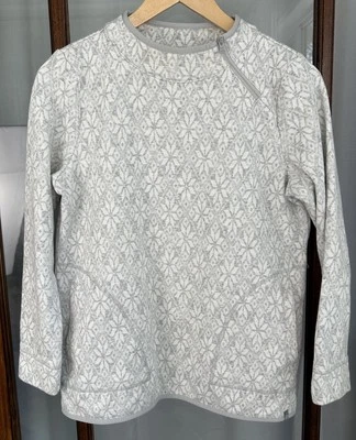 Talbots Fair Isle Mock Neck Pullover Sweatshirt Petite Medium PM Gray Pockets - Image 1 of 4