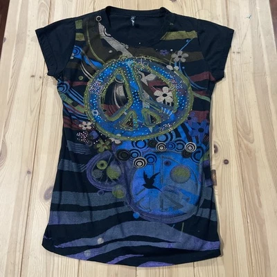 Blusa Y2K preta punk ajustada gótica feminina deslumbrada grande - Imagem 1 de 4