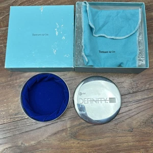 Tiffany & Co Jewelry Trinket Box Round Circle Pewter Blue Silver   AT&T Definity - Picture 1 of 6