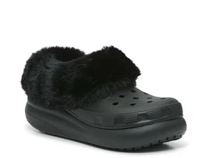 Damen Hausschuhe Crocs Furever Crush Clog Schwarz Brandneu! Damen Größe 6 Herren 4 - Bild 1 von 4