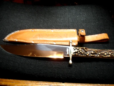 VINTAGE OTHELLO WINGEN SOLINGEN GERMANY ORIGINAL BOWIE KNIFE STAG AWESOME !!! - Image 1 of 4