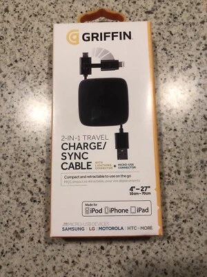 GRIFFIN 2 in 1 Travel Charge and Sync Cable for Lighting and Micro USB Cable - Image 1 of 4