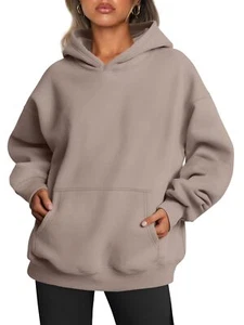 Women Plain Pullover Hoodie Long Sleeved Hooded Oversized Sweatshirt Xmas gift - Picture 1 of 11