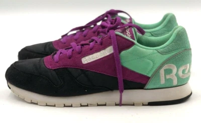 Reebok Shoes Women's Size 8.5 Leather Classic HH Emerald Purple Lace Up Sneakers — 第 1/4 张图片