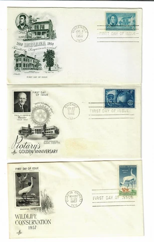 1950's FDC, Lot of 3 - Good condition,  #996,  #1066, #1098 Cover