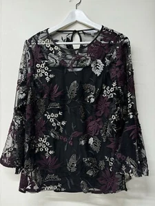 womens coast Top Size 12 Floral Embroidered Sequin Embellishment Bell Sleeve NEW - Picture 1 of 16