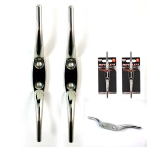 2 Pc Rope Cleat Stainless Steel 6" Boat Dock Deck Marine Yacht Line Flag Anchor - Picture 1 of 5