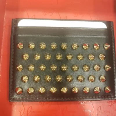 Christian Louboutin W KIOS Spiked Studded Leather Card Holder Case Wallet  $290 - Image 1 of 4