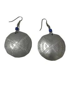 VTG African Pewter Dangle Fashion Earrings Handmade ethnic style from  Kenya - Picture 1 of 4