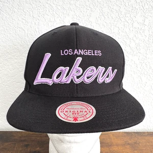Mitchell & Ness Los Angeles Lakers Snapback Hat Black Cap Script NBA Basketball - Picture 1 of 12