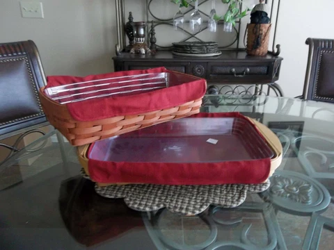 Longaberger Bread / Serving Tray basket FABRIC LINER ONLY - PAPRIKA RED -  NEW Cover