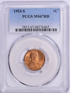 1953 S Lincoln Cent PCGS MS67 Red - Picture 1 of 2