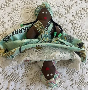 Vintage Topsy Turvy Double Black Rag Doll Handmade Beaded Braids Barbados - Picture 1 of 10