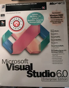 RARE Authentic Microsoft Visual Studio 6.0 Enterprise Edition 628-00404 - Picture 1 of 15