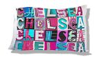 CHELSEA Personalized Pillowcase with photos of PINK & TURQUOISE sign letters
