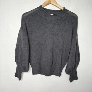 NSF Elsie Drop Shoulder Sweater Women’s Small Gray Cotton Cashmere Bubble Sleeve - Picture 1 of 14