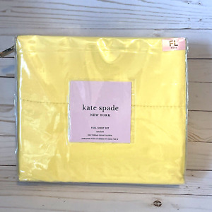 Kate Spade 4 PC Cotton Sateen Sheet Set Yellow Full NEW