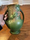 Roseville Green Fuchsia Vase Terra Cotta Circa 1938 ~8.5x6.5”