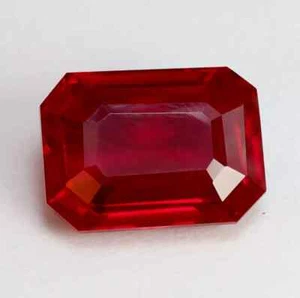 Burmese Certified Natural Red Ruby 43 Ct+ Flawless Emerald Cut Loose Gemstone - Picture 1 of 6