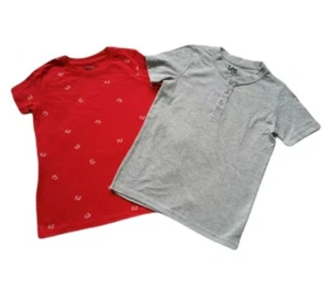 Lee Boys 2pc Red Firetruck & Gray Short Sleeve Shirts Size 7 - Picture 1 of 5