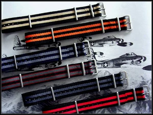 NATO® Ballistic nylon watch band strap 19mm Blue-Grey G10 RAF Bond IW SUISSE 16 - Picture 1 of 13