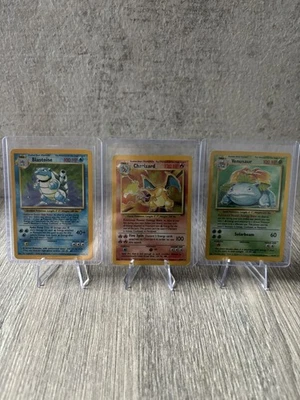 Base Set Trio Charizard 4/102, Blastoise 2/102 & Venusaur Holo - Excellent LP - Image 1 of 4
