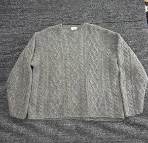 Vintage J Crew Sweater Men XL Gray Oarsman Cable Knit Fisherman Wool Crew Y2K - Picture 1 of 8
