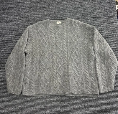 Vintage J Crew Sweater Men XL Gray Oarsman Cable Knit Fisherman Wool Crew Y2K - Image 1 of 4