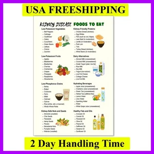 Nierenerkrankungen-freundliche Ernährung Tabelle Poster Kaliumarme Diät Liste Nierenmahlzeit... - Bild 1 von 7