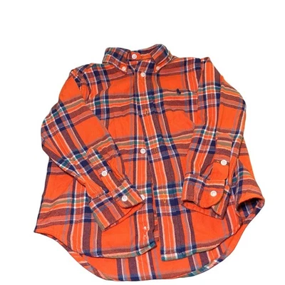 Camisa Ralph Lauren Niños 3T Naranja A Cuadros Abotonada Manga Larga Foto 1 de 4