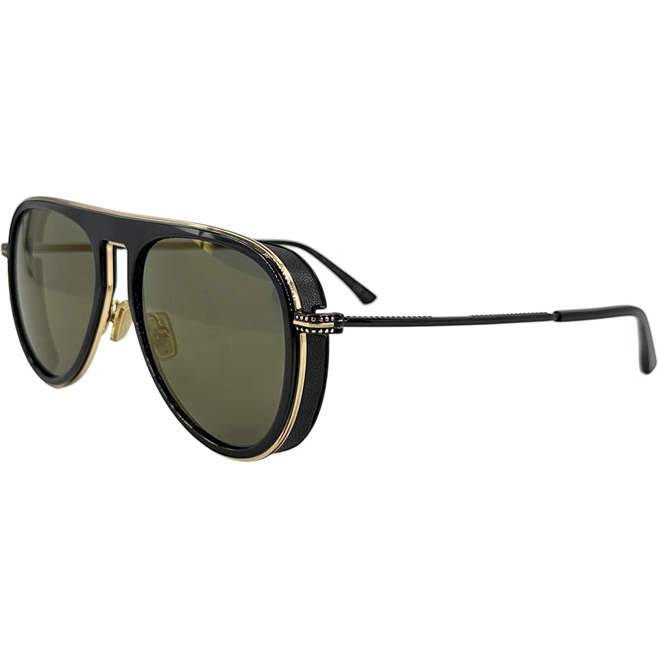 Jimmy Choo Carl S Mens Metal Aviator Sunglass 0807 Black 56-18 Italy Gold Mirror - Image 1 of 4