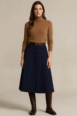 Vtg Pendleton Womens Malcolm Tartan Plaid Virgin Wool Pleated Maxi Skirt 32” - Image 1 of 4