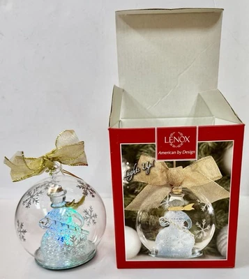 LENOX Bola Maravilla MUÑECO DE NIEVE Iluminado Cambio de Color Adorno Cristal Funciona Foto 1 de 4