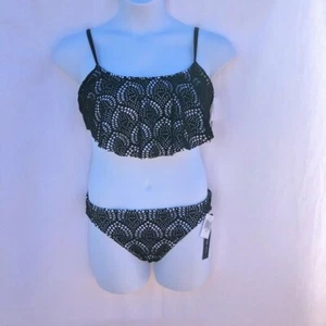 La Blanca Black Flounce Top Crochet Bikini NWT 01 Size 10/12 - Picture 1 of 8