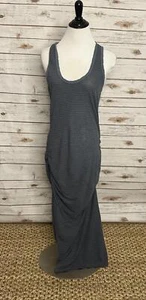 James Perse Maxikleid Baumwolle grau/blau gestreift Racerback gerafft Gr. 2/Med - Bild 1 von 7