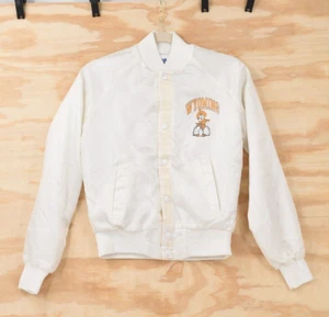 Vintage Wyoming Cowboys RARE Chalk Line Satin Varsity Jacket Youth L - USA Made - Picture 1 of 18