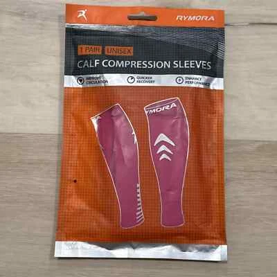 Size M PINK RYMORA Pair Black Logo Calf Compression Sleeves Package Medium NN - Image 1 of 2
