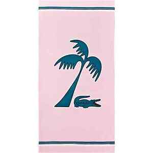 NWT Lacoste Beach Towel - Murphy Pink with Green Tree and Alligator - 36" x 72"