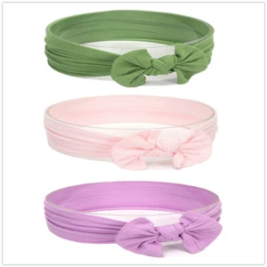 3 PCS Baby Kid Girl Bowknot Stretch Turban Nylon Headband Elastic Hair Band  - Picture 1 of 11